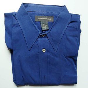 Banana Republic Men's 100% Cotton Long Sleeve Dress Shirt Size XL Royal Blue